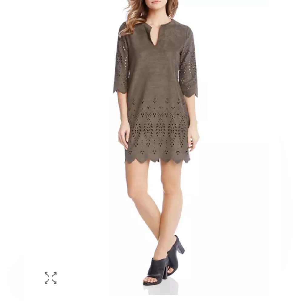 NWT Laser-Cut Faux-Suede Dress Midnight Sun (L)